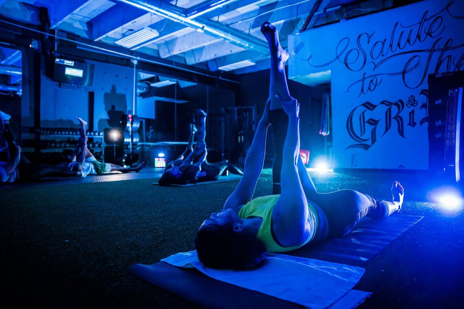 Group stretch session led by Minah
